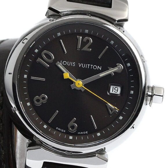 LOUIS VUITTON Tambour Q1211 Date Brown Dial Quartz Ladies Watch_ - Picture 1 of 11